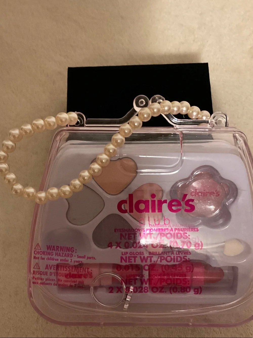 Claire's Pink Pearl-Handled Mini Makeup Kit